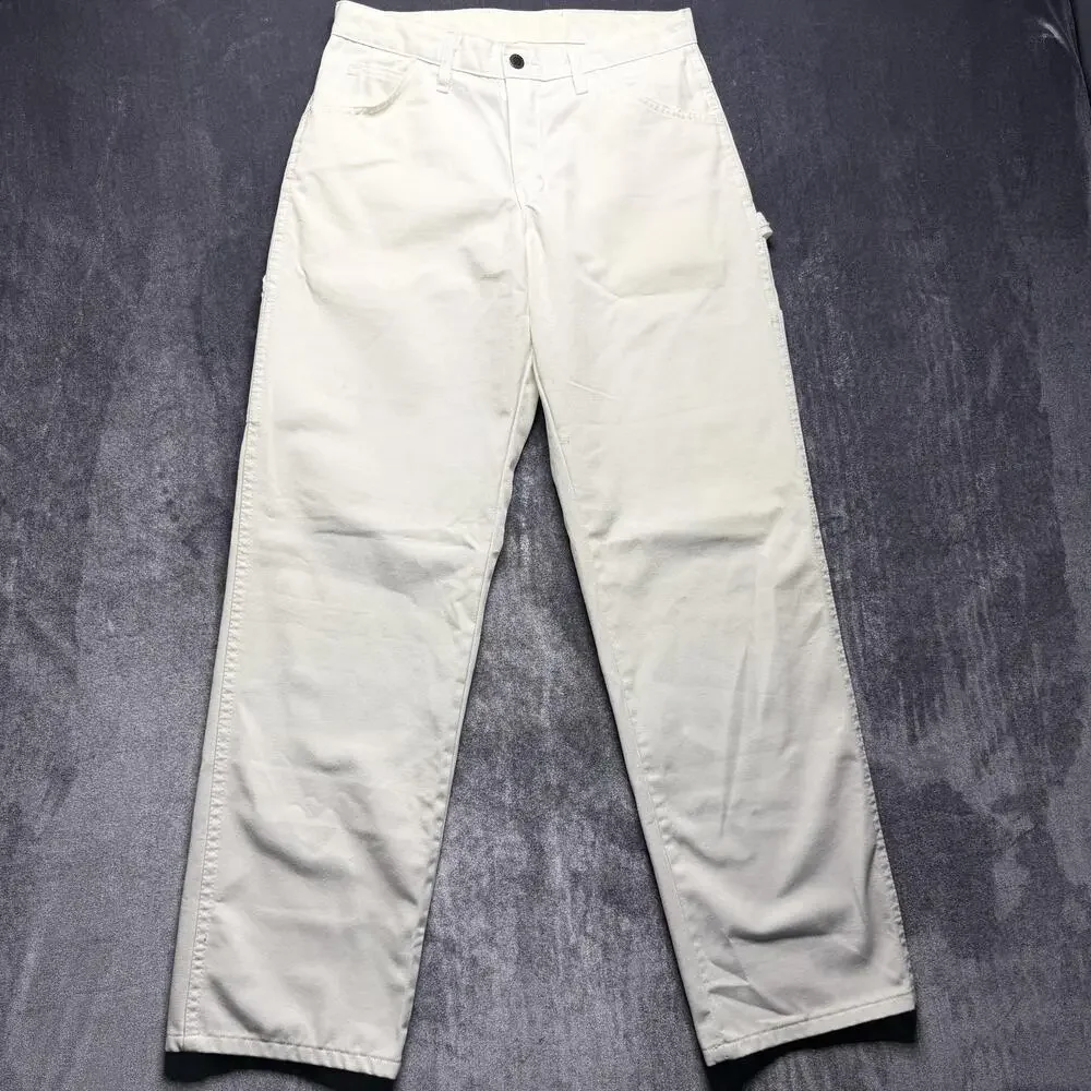 Dickies Carpenter Painter Pants Mens 30x32 White Canvas Whites Leg Workwear